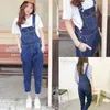 Tute da donna Pagliaccetti 2023 Autunno Donna Blu Casual Tuta di jeans Girly Tasca con bottoni Pagliaccetto lungo Moda Jeans larghi