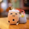 Söt mjölk te cup nyckelkedja för flickor barn hänge plysch leksak tecknad dollväska hänge haikyuu anime nyckelring