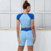 LU LU Lemens Yoga Lemon Algin Completo da Donna Ragazza Set Senza Cuciture Abbigliamento Sportivo da Palestra Abbigliamento da Allenamento per Donna Tuta da 2 Pezzi Sport Top Pantaloncini Tuta da Fitness da Donna Allinea il coagulo della palestra