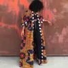 Spring Summer African Printed Outwear Women Causal 3/4 Sleeve Open Trench Coat Women Overcoat Beachwear