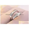 Обручальные кольца 12 стилей Роскошные обручальные кольца из стерлингового серебра для женщин и мужчин S Помолвка Cz Драгоценный камень Открыт для пары Обещание Fashion Jewe Dh1Q3