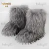 Mulheres do falso raposa mulher fofo pelúcia quente botas de neve calçados de luxo meninas pele peluda bottes moda inverno sapato t231104