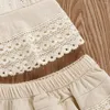 Ensembles de vêtements 2pcs Fashion enfants bébé fille vêtements d'été ensemble dentelle en dentelle de coton sans manches