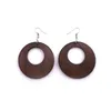 Dangle Earrings Wholesale 12 Pairs Coffee Color 50mm Hollow Wooden Bohemian Drop