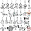 925 Sterling Silver Fit Pandoraly Charms Bransoletka Koraliki Charm Cute Pet Dog Pendant Series