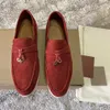 LP-Loafer, luxuriöse Wildleder-Kleiderschuhe, Walk-Charms, Wildleder-Mokassins, Aprikose, echtes Leder, Herren-Damen, lässige Slip-on-Flats, flache Designer-Schuhe, PIANA-Fabrikschuhe