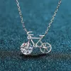 Collana in moissanite in argento sterling S925 collana creativa personalizzata con pendente per bicicletta per donna