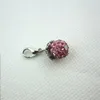 Charms 10st/Lot Rhinestone Pink Crystal Dangle Lobster Clasp Diy smycken Tillbehörsarmband flytande hängande