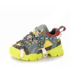 FlashTrek Removable Leather Mesh Crystals Green Thick Bottom Gem Chain Lomen Men Casuary Shoes白いブラウンブルーピンクシルバー