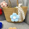 Schlüsselanhänger Blumenkugel Schlüsselanhänger Niedliche Plüschtasche Schlüsselhalter Anhänger Farbe Kreative Verzierung Paar Schlüsselanhänger Geschenk