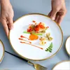 Plates Nordic Style Gold Inlay White Porcelain Dinner Sets Ceramic Bowl Dish Set Dinnerware For Household El