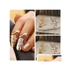 Bandringe 120 teile/los Exquisite Nette Retro Königin Libelle Design Strass Pflaume Schlange Gold/Sier Ring Finger Nagel Ringe 6525 Drop Del Dhl0C