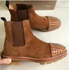 Designer de luxo homem spikes tornozelo botas melão botas bezerro borracha lug sola mens moda booty festa famosa casamento martin botas cavalheiro motocicleta bottes