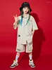 Scene Wear Ballroom Hip Hop Dance Rave Clothes For Kids Short Sleeved Loose Pants Kpop Outfits Jazz Performance Costumes DQS10076