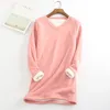 Sudaderas con capucha para mujer, sudadera gruesa de lana, ropa interior cálida de terciopelo de invierno con cuello en V, Top