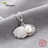 Hongye femmes réel naturel collier de perles d'eau douce 925 pendentifs en argent sterling collier de coquille de mariage classique bijoux fins MX200278d