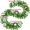 Ghirlande di fiori decorativi 2.7M Natale LED Ghirlanda Decorazione Ghirlanda Rattan Verde Albero di Natale artificiale Banner 230404