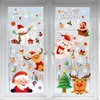 Décorations de Noël Autocollants en verre de fenêtre de flocon de neige de grande taille Autocollants d'arbres de Noël du Père Noël pour les ornements de vacances de fête 11 Sh Amzog