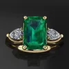 Sieraden Groene Vrouwen Bague Diamant Bizuteria Anillos De Pure Emerald Edelsteen 14k Gouden Ring voor Vrouwtjes Q12182697