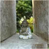 Decorazioni da giardino Statua di Buddha seduto Decorazione per la casa Figurine Bonsai Mini Zen Accessori Outdoor Dhsoz