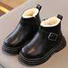 Stiefel Winter Kinder Mode Warme Pelz Knöchel Jungen Mädchen Plattform Schuhe Zip Solide Runde Kappe Booties Kinder Casual