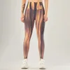 2024 lu lu limão Algin Yoga sem costura gravata tingida calças cintura alta hip lift mel pêssego calças femininas com fundo e calças para uso externo alinhar roupas de ginástica
