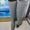 CUT FF KNEE-HIGH JACQUARD BOOTS FASHION KNEE BOOT CHENTY HEEL LOENS LOES 9CM High Heeled Booties Tall Boot Luxury Designer for Women Shoes Factory Foots
