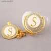 Pacifiers# 26 Initial Letter Transparent Baby Pacifier with Chain Clip Newborn BPA Free Luxury Bling Dummy Soother Chupeta 0-12 MonthsL231104