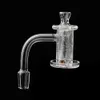 Quartz spinner banger set fumée avec bord biseauté et motif de sculpture profonde sur le cône de capuchon de carb de bol pour dab rig eau pipe bangs narguilés