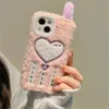 Telefoonhoesje Korea schattig 3D cartoon pluche bont iPhone 15 14 13 12 Pro Max 11 Winter Fun Mode Zachte achterkant 231104