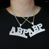 Kedjor Anpassade namn nummer kvadratbokstäver ABP Pendant Charm 5a Zirconia Men's Hip Hop Necklace Rope Chain Rock Smycken Drop Ship