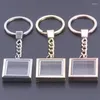 Keychains 10st/Lot Glass Square Memory Relicario Medaillon Colgantes Men Keychain Living Floating Locket Pendant Keyring smycken Bulk