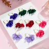 Hoop Earrings Simple Unique Fashion Acrylic Petals Flower Rose Red Dangle For Women 2023 Trend Wedding Party Jewelry Accessories Gift