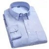 Herren Freizeithemden Herren Oxford Hemd Langarm Button Down Grau Blau Baumwolle Herren Sozial Frühling Herbst Herrenoberteile Marke Clothin