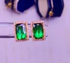 Dangle Earrings E2023 Fine Jewelry Real 18K Rose Gold AU750 Natural Green Tourmaline Gemstones 3.8ct Diamonds Women