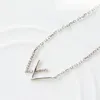 Choker Simple Personality Fresh Sweet Letter W Rhinestone Creative Fashion 925 Sterling Silver Clavicle Chain Female Necklace Chokers