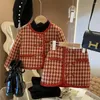 Clothing Sets Girl 2 Piece Tweed Set Winter Suit Clothes For 1-10Years Children's Cotton Padded Jacket Coat Skirt Kids Classic Outfits