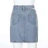 Rokken dames hoge taille denim feest holle button rits zipper mini aline dames sexy kleding vrouwelijke nachtclub draagt ​​230404