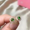 Stud Earrings KJJEAXCMY Boutique Jewelry 925 Sterling Silver Inlaid Natural Diopside Fashion Female Support Detection Classic