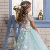 Girl Dresses Tulle Lace Printing Butterfly Decoration Princess Flower Wedding Party Ball Beauty Pageant First Communion Gowns