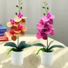 Dekorative Blumen Ausgezeichneter gefälschter Bonsai, kein Verwelken, wiederverwendbar, wetterbeständig, für drinnen und draußen, Topf-Orchideenblume