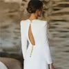 Vestido De novia elegante para mujer 2023, capa De manga larga para novia, Espalda descubierta, sirena, Vestidos De novia sencillos, bata De boda, Vestidos De novia