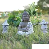 Decorazioni da giardino Statua di Buddha seduto Decorazione per la casa Figurine Bonsai Mini Zen Accessori Outdoor Dhsoz