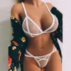 Costume sexy Micro bikini Lingerie Mesh Biancheria intima trasparente Perizoma Set Reggiseno sexy da donna sottile e trasparente