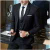 Men'S Suits Blazers Mens Fashion Slim Business Casual Clothing Groomsman Three-Piece Suit Jacket Pants Trousers Vest Sets Drop Del Dh7Hy