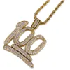 Naszyjniki wiszące złoto kolor sześcien cyrkonu utwardzony lodowany bling 100 punktów wisiorki Naszyjnik dla mężczyzn hip hop biżuteria biżuteria