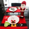 Juldekorationer 8st Santa Snowman Elk Coderware Cover Dining Table Knife Fork Holder Xmas Year Decoration for Home
