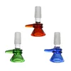Bols en verre pour fumer, diapositives 4 colorées avec poignée ronde colorée, Joints de bol de filtre pour bong narguilé tuyau d'eau