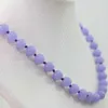 Chaînes Violet Violet Pierre Calcédoine Jades 8mm 10mm 12mm Perles Rondes Mode Bijoux À Bricoler Soi-Même Collier 18" B1025