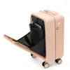 حقائب Front Open Carry on Luggage with Wheels ABS PC Women Travelccase Mens